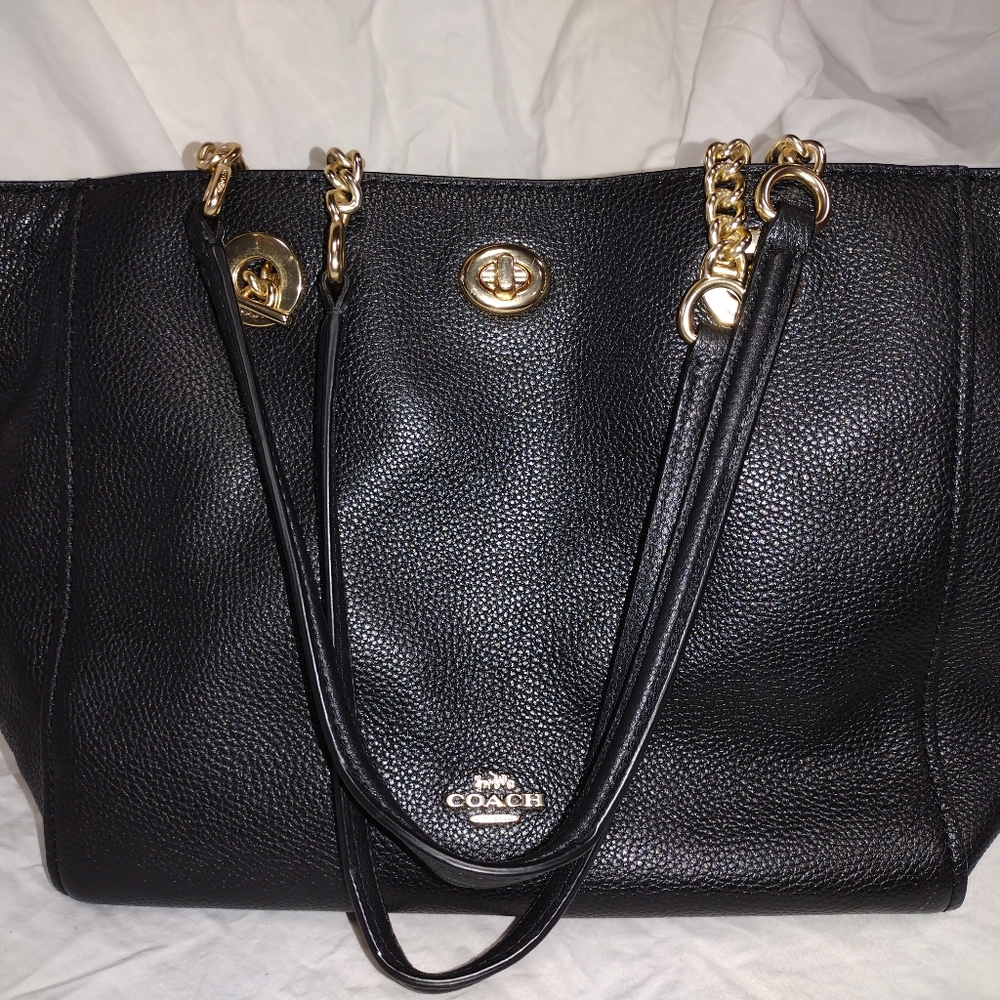Coach Black Satchel with Gold Hardware